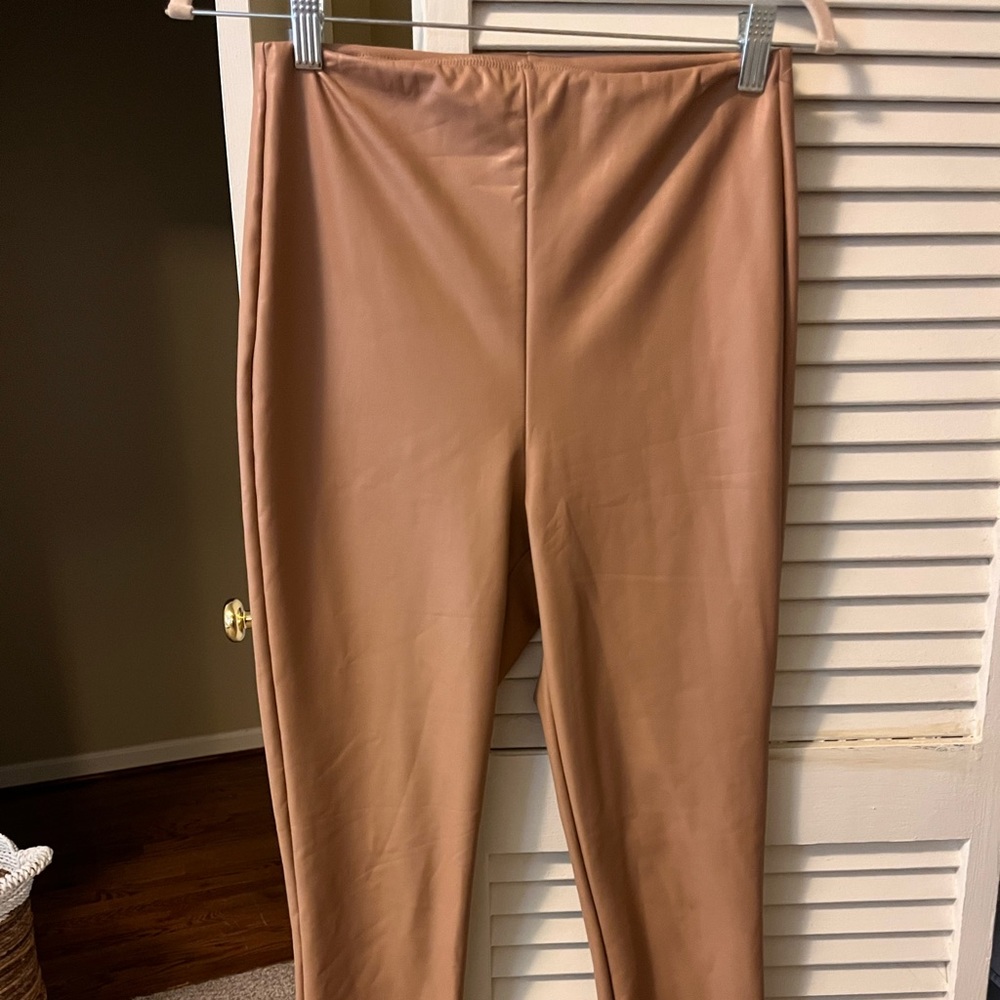 Faux Leather Khaki Pants